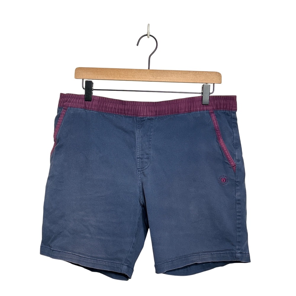 Teddy Fresh Blue Elastic Waist‎ Embroidered Bear Logo Casual Shorts Size Medium